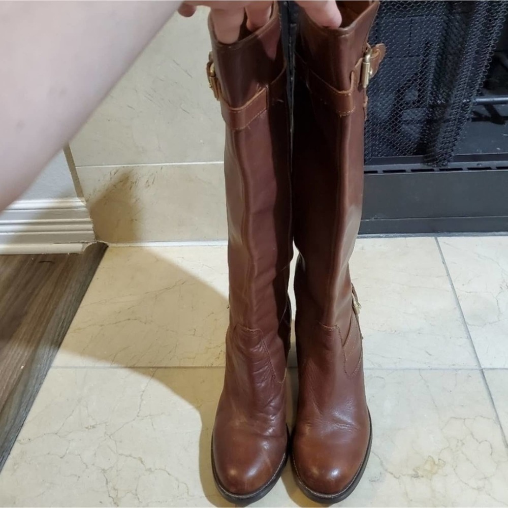 MICHAEL Kors distressed leather granny riding boots 10 - Picture 7 of 8